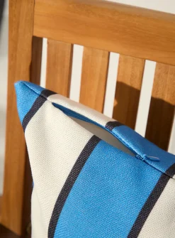 Blue and white stripes removable-cover outdoor cushion
