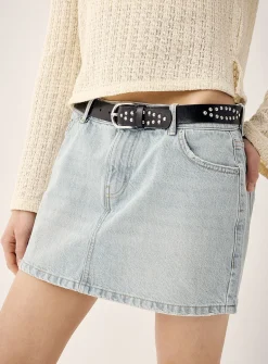 Blue denim skirt
