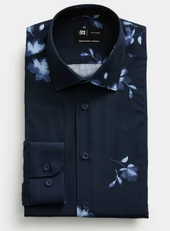 Blue floral silhouette shirt