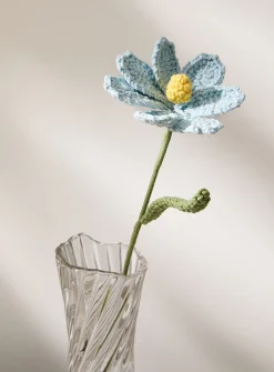 Blue flower imitation crocheted branch