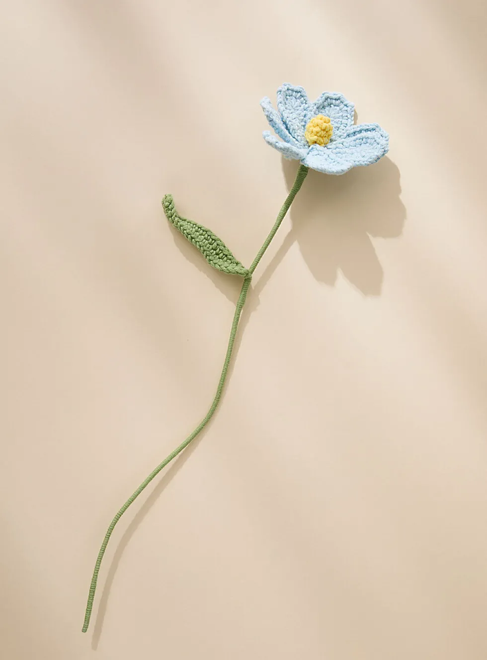 Blue flower imitation crocheted branch