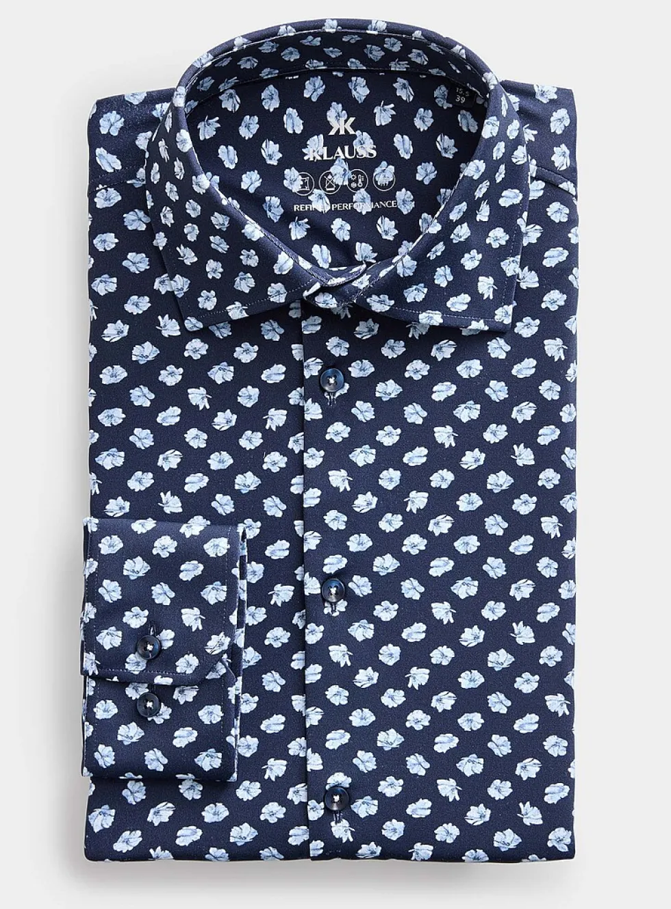 Blue flower stretch shirt