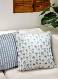 Blue flowers removable-cover outdoor cushion