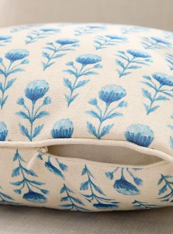 Blue flowers removable-cover outdoor cushion