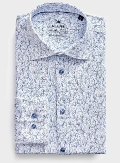 Blue foliage stretch shirt