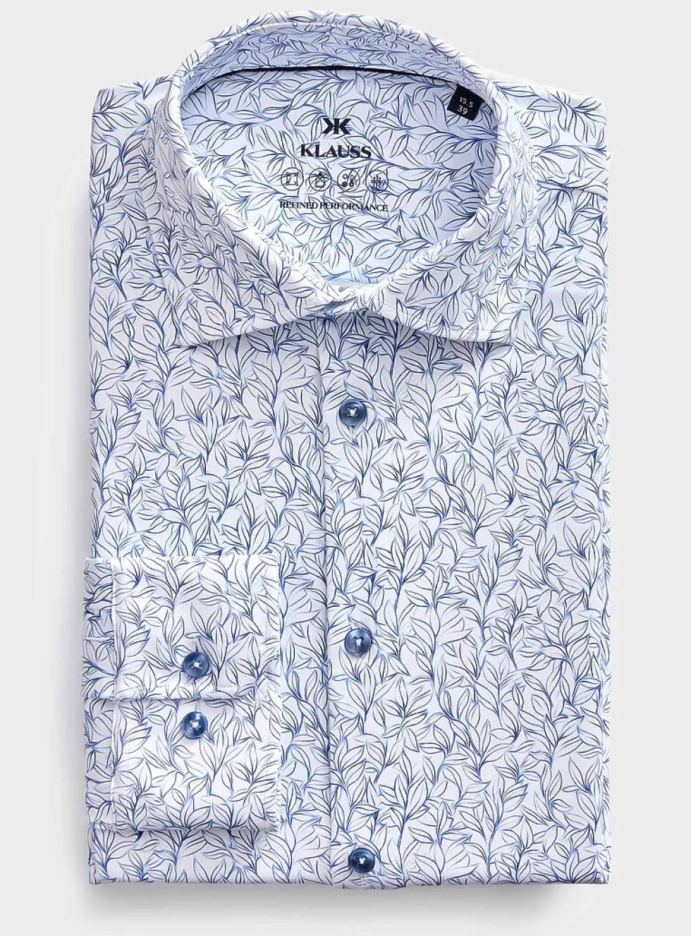Blue foliage stretch shirt