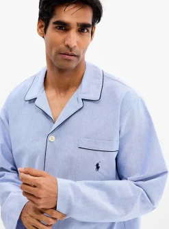 Blue heather piped pyjama set