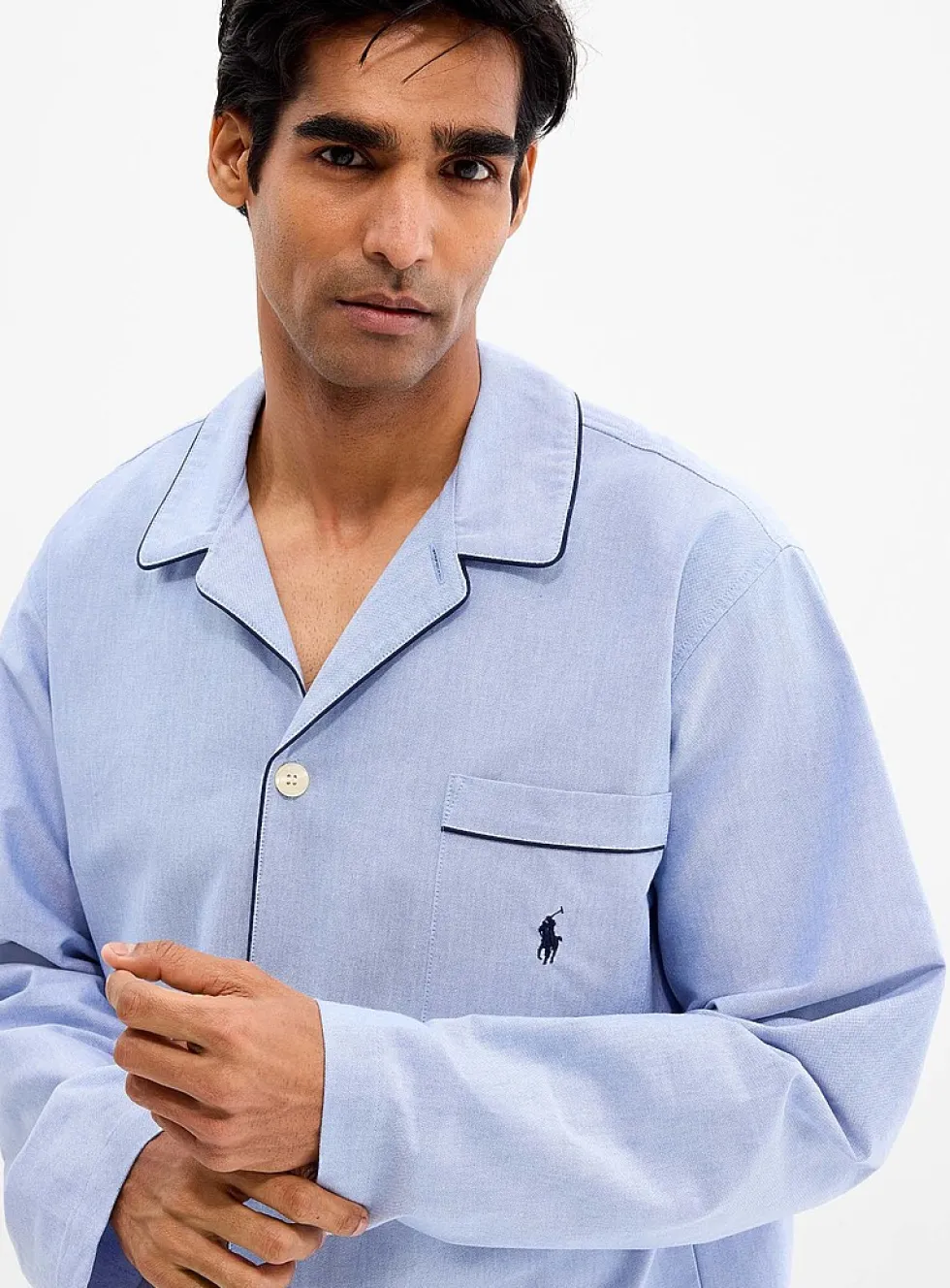 Blue heather piped pyjama set