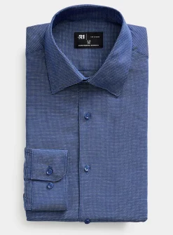 Blue micro-pattern shirt