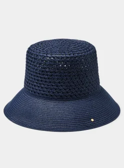 Blue paper straw openwork cloche
