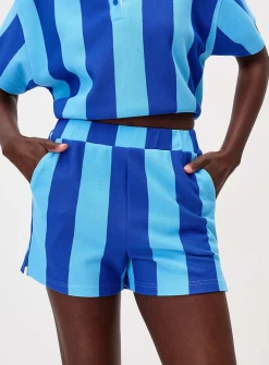 Blue parasol stripe short