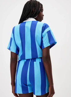 Blue parasol stripe short