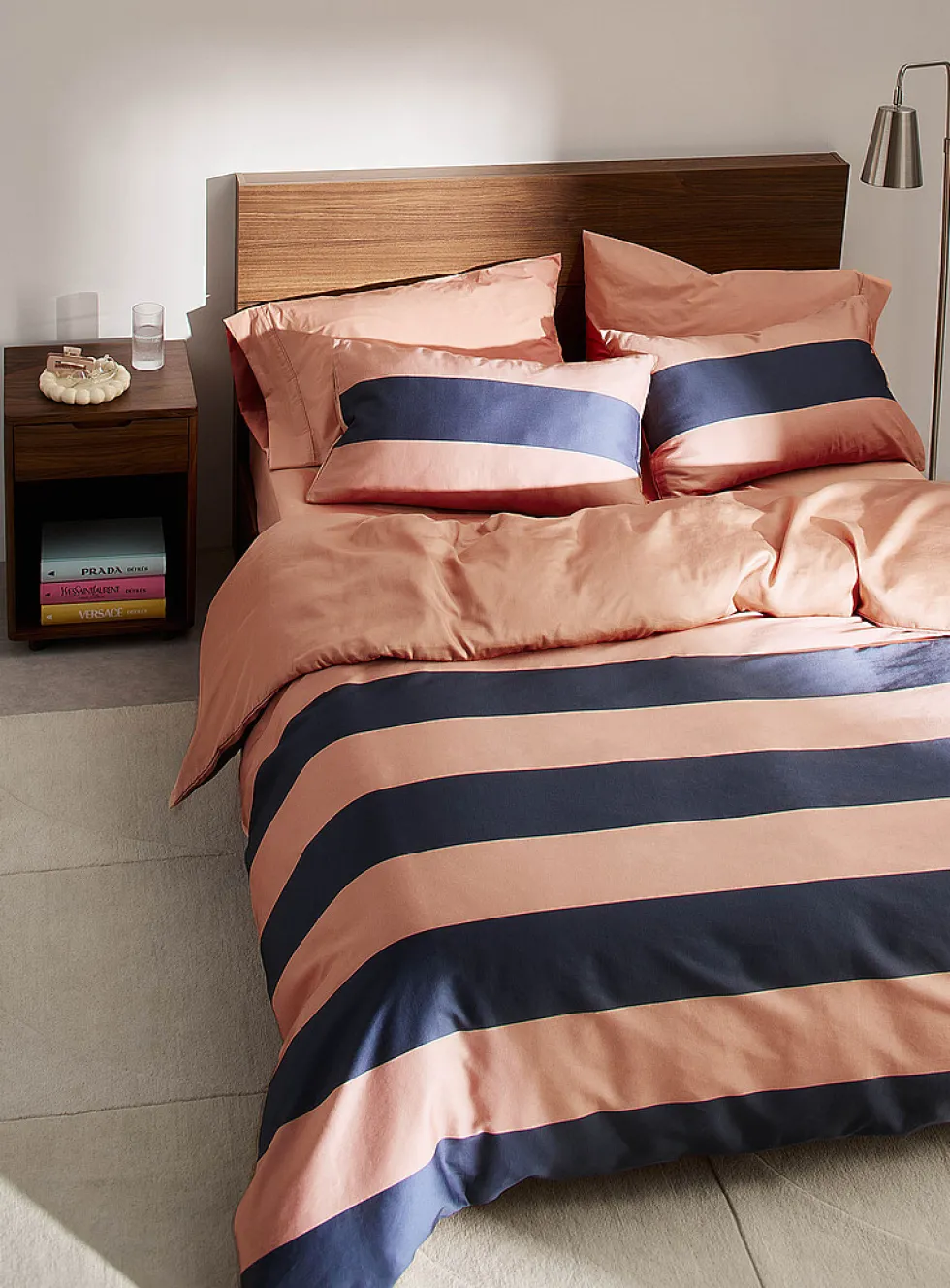 Blue rugby stripes duvet cover set