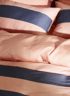 Blue rugby stripes duvet cover set