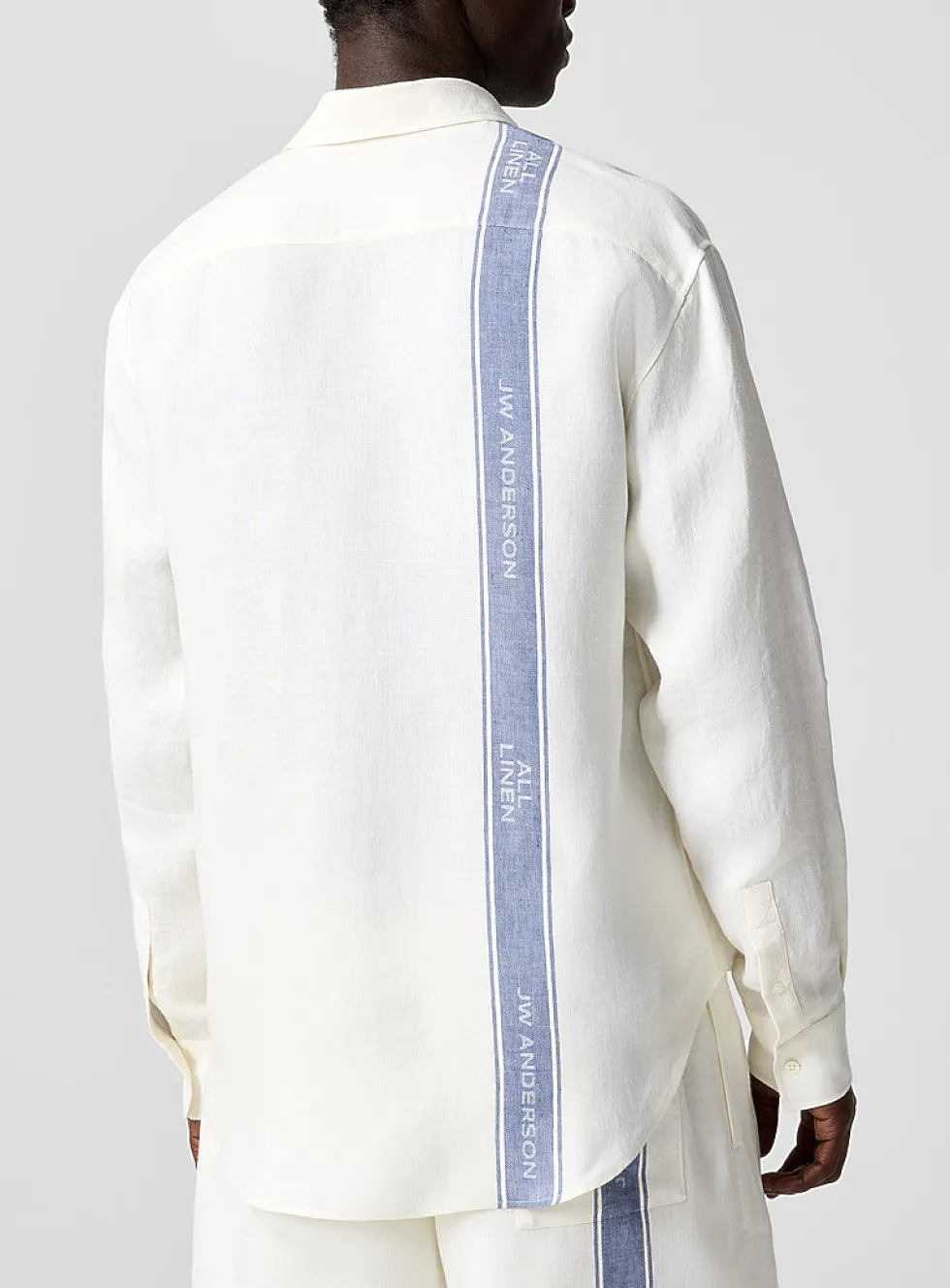 Blue side stripe pure linen shirt