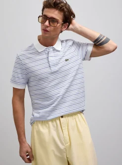 Blue stripe piqué polo