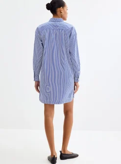 Blue stripe poplin shirtdress