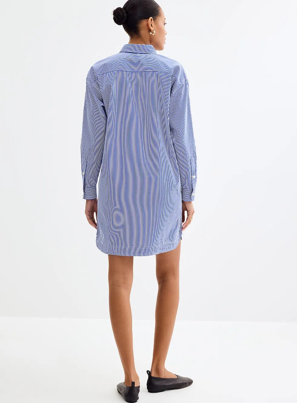 Blue stripe poplin shirtdress
