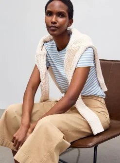 Blue striped mini-rib T-shirt