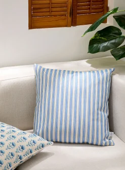 Blue stripes removable-cover outdoor cushion