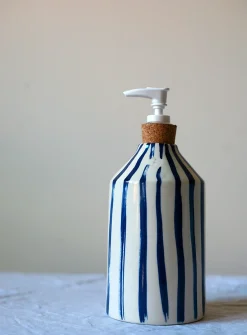 Blue stripes soap pump