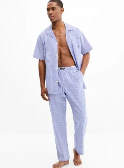 Blue-toned poplin pyjama pant