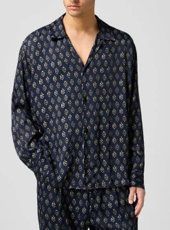Blurry eyes satiny cabana shirt