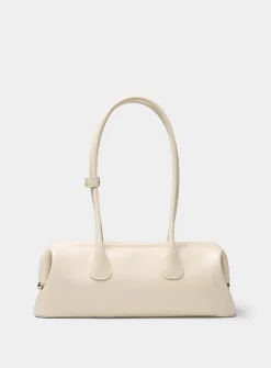 Boat ecru leather baguette bag