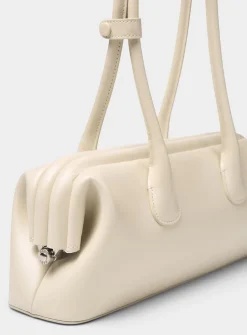 Boat ecru leather baguette bag