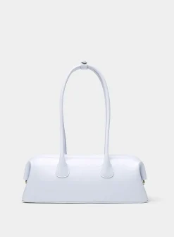Boat misty blue leather baguette bag