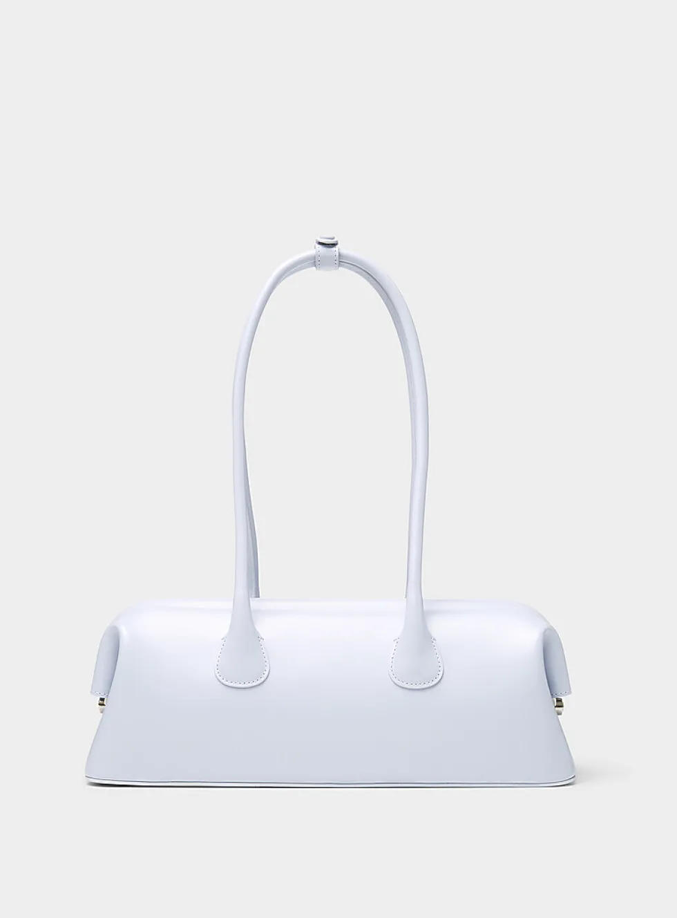 Boat misty blue leather baguette bag