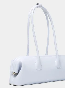Boat misty blue leather baguette bag