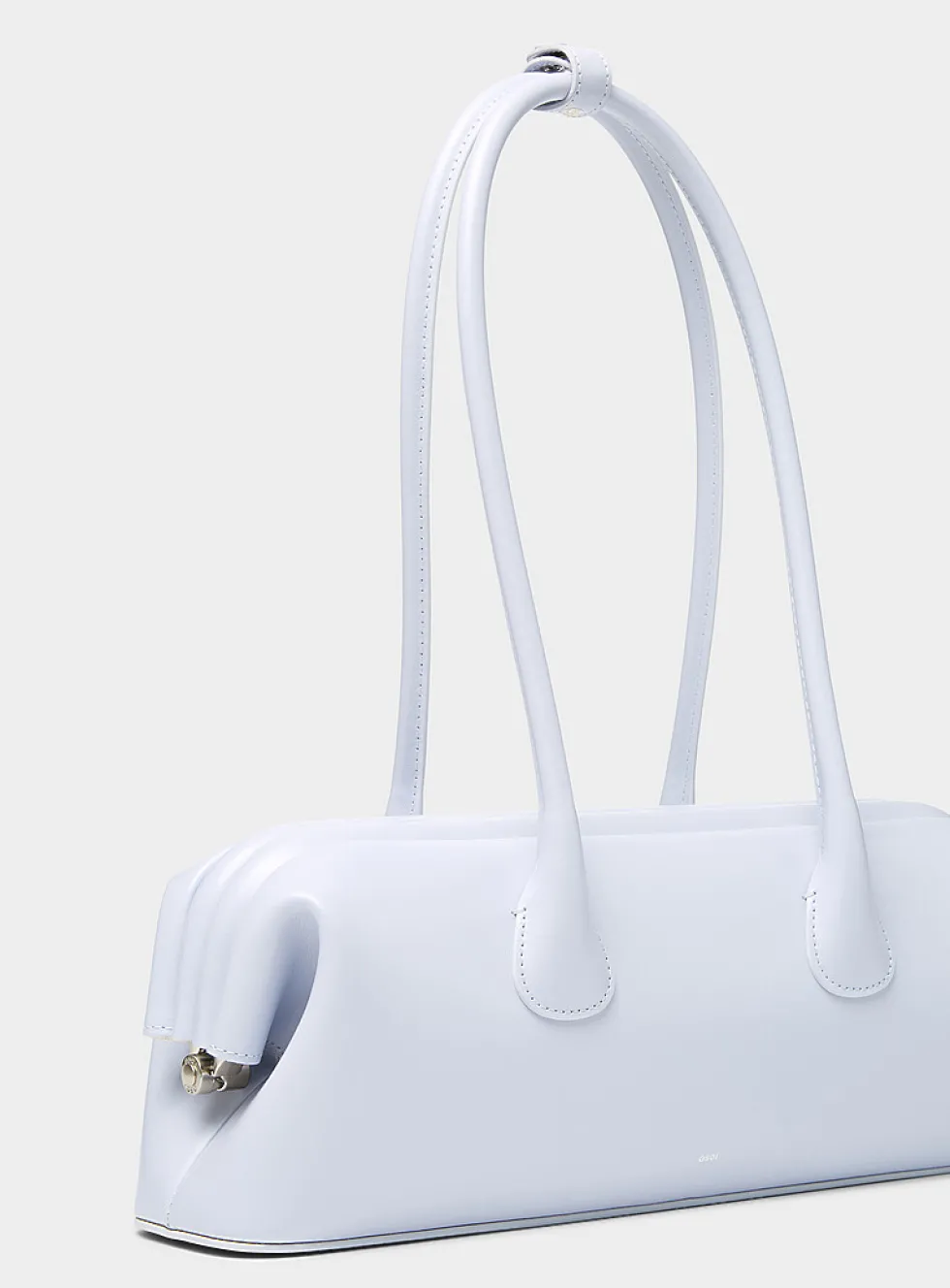 Boat misty blue leather baguette bag