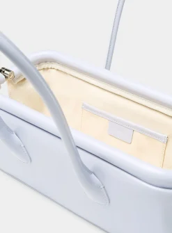 Boat misty blue leather baguette bag