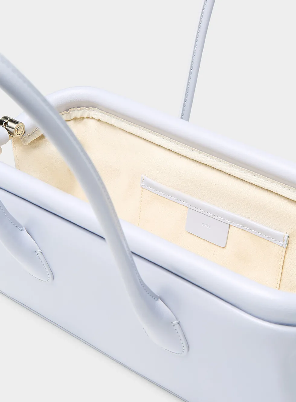 Boat misty blue leather baguette bag
