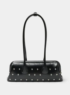Boat small studded leather baguette bag