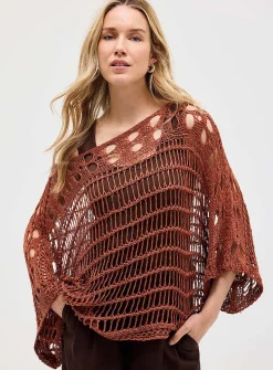 Boat-neck crochet-effect sweater