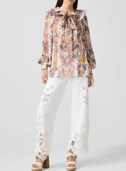 Boho Beauty wide-leg broderie anglaise pants