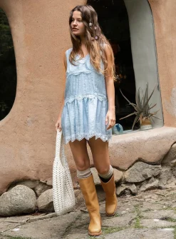 Boho lace-insert dress