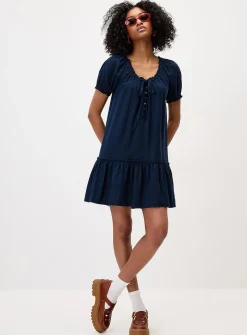 Boho linen-blend dress