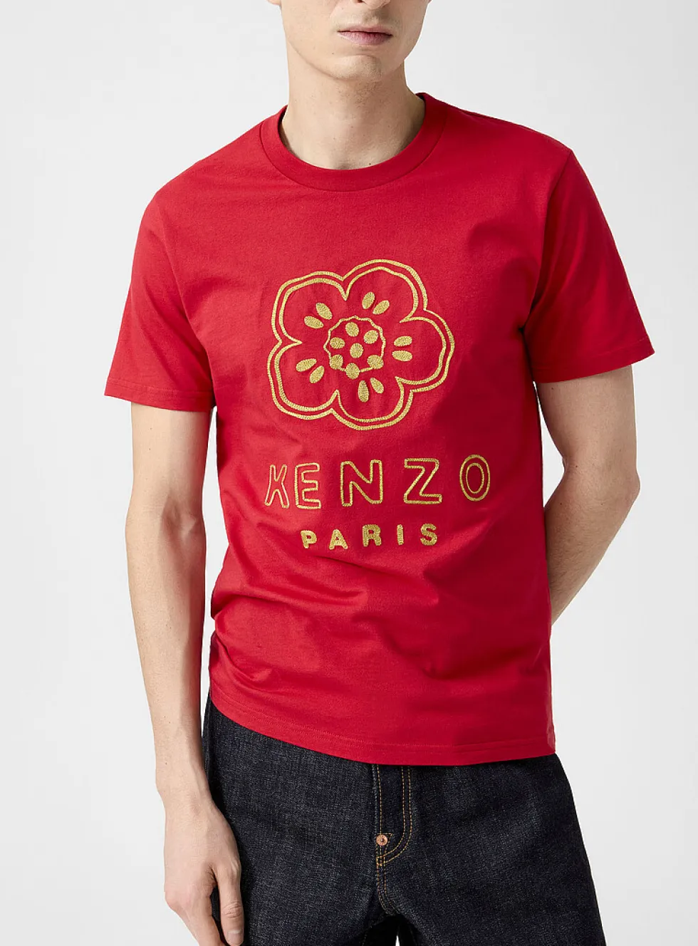 Boke flower embroidered T-shirt