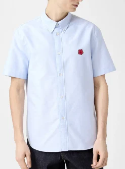 Boke flower short-sleeve oxford shirt