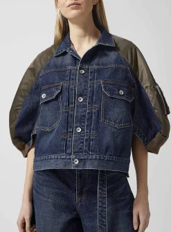 Bomber sleeves denim jacket