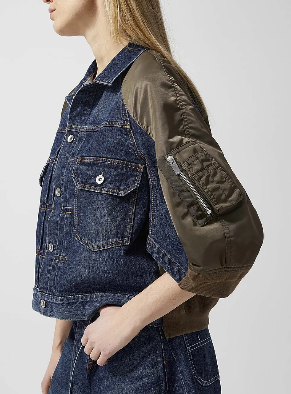 Bomber sleeves denim jacket