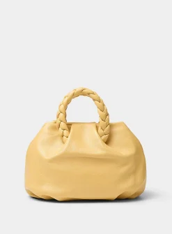 Bombon braided handles yellow leather bag