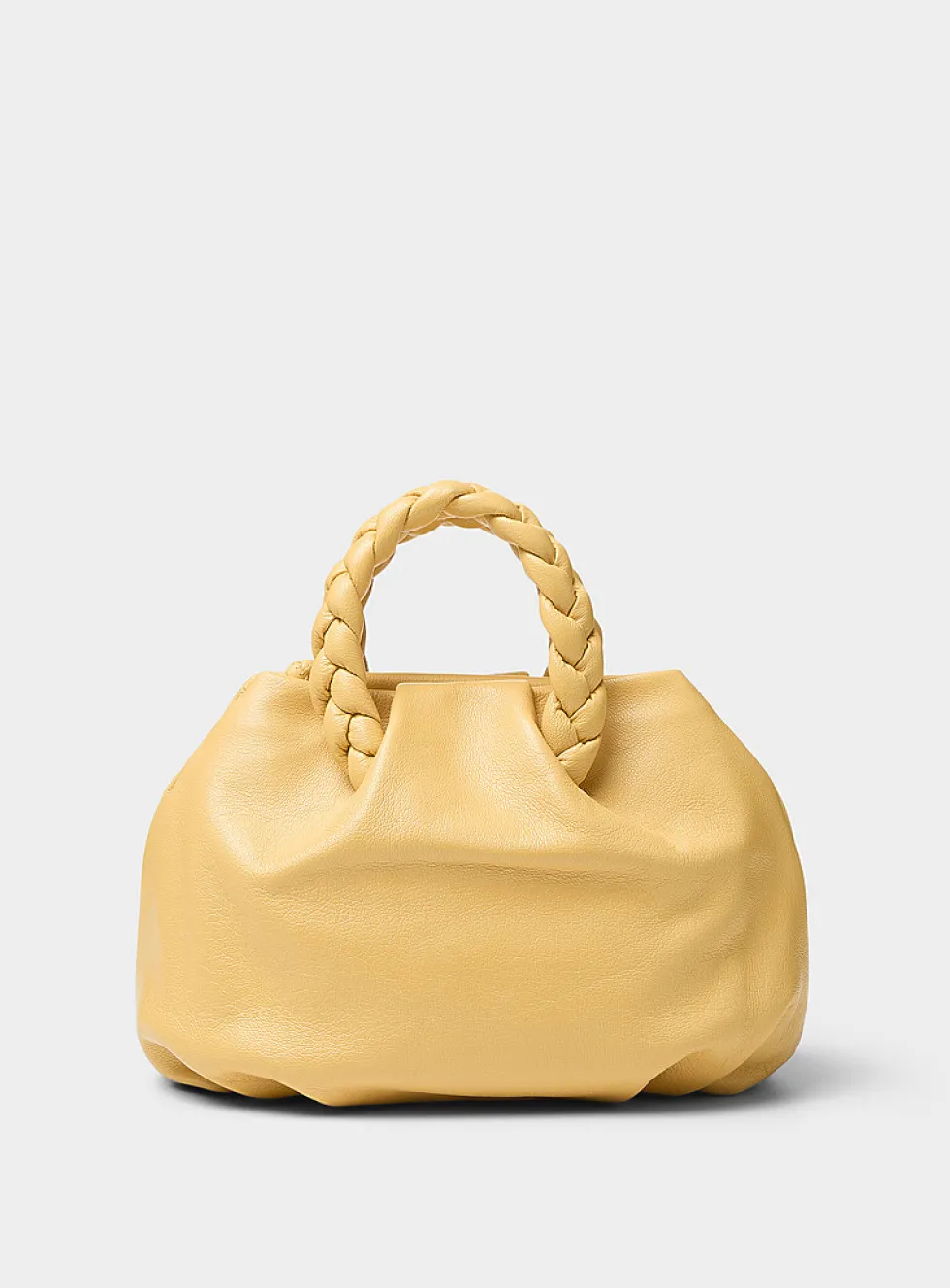 Bombon braided handles yellow leather bag