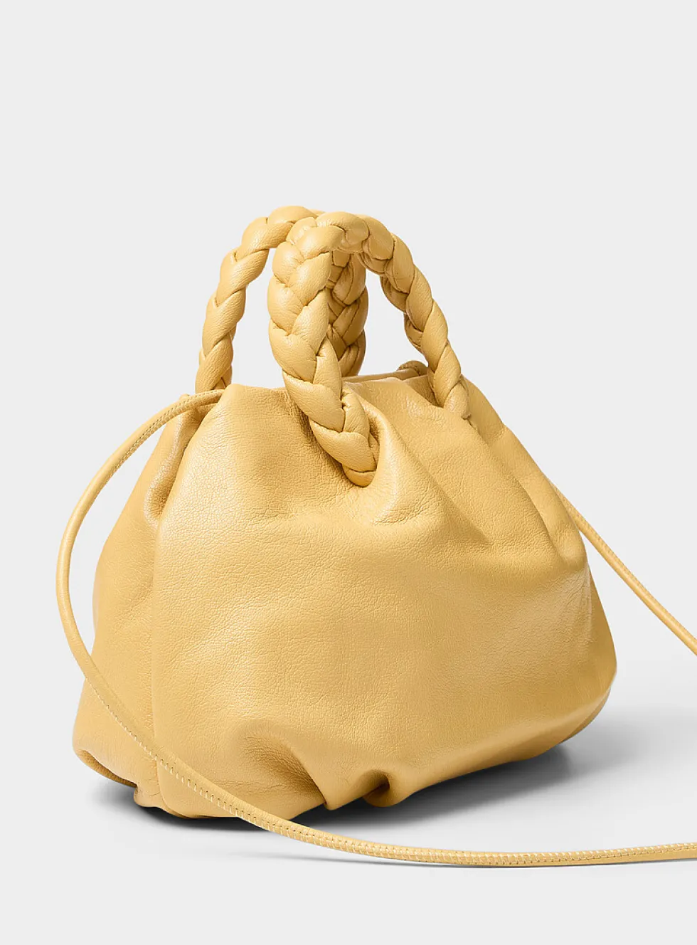 Bombon braided handles yellow leather bag
