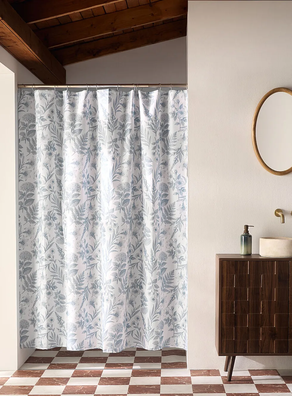 Botanical collage shower curtain