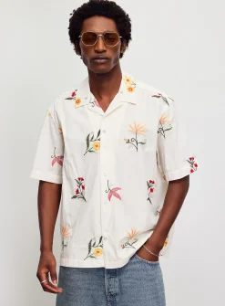 Botanical embroidery shirt