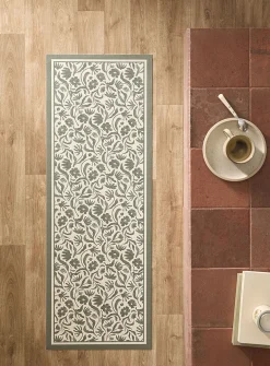 Botanical pattern vinyl hallway mat